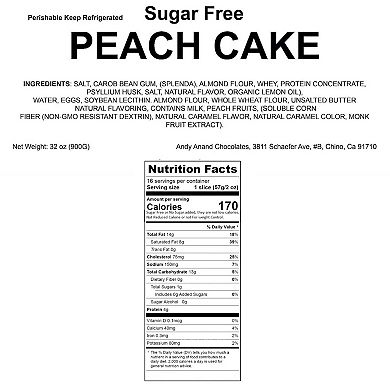 Delicious Sugar Free Peach Cake 9" - Divine Cake Delight (2 Lbs)