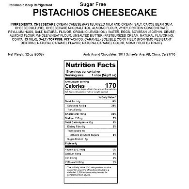 Deliciously Sugar-free Caramel Pistachios Cheesecake - Irresistible Taste (2 Lbs)