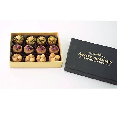 Andy Anand's Gourmet Parfait Truffle Gift Box, Made With Pistachios, Hazelnut, Almonds (8 Oz)