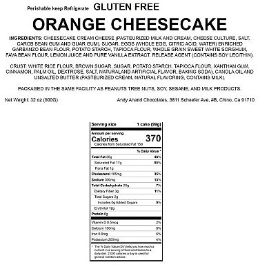 Gluten Free Orange Cheesecake 9" - Made In Traditional Way - Divine Cheesecake Delights (2 Lbs)