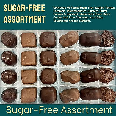 Sugar Free Chocolate Sampler Of Finest Caramels, English Toffees & Clusters 1 Lbs