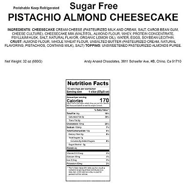 Deliciously Sugar-free Pistachios Almond Cheesecake - Irresistible Cheesecake Fantasies (2 Lbs)