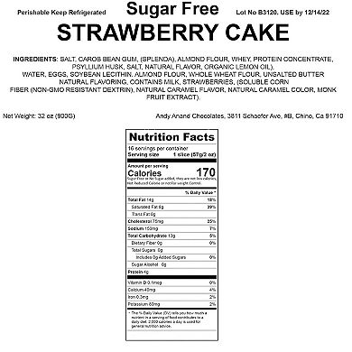Deliciously Indulgent Sugar Free Strawberry Cake 9" - Creamy Blissful Cake (2 Lbs)