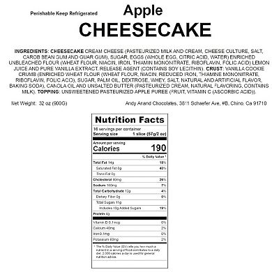 Apple Cheesecake 9" - Made In Traditional Way - Irresistible Cheesecake Fantasies (2 Lbs)