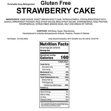 Gluten Free Chocolate Strawberry Cake 9" - Decadent Cake For Dessert Lovers (2.5 Lbs)