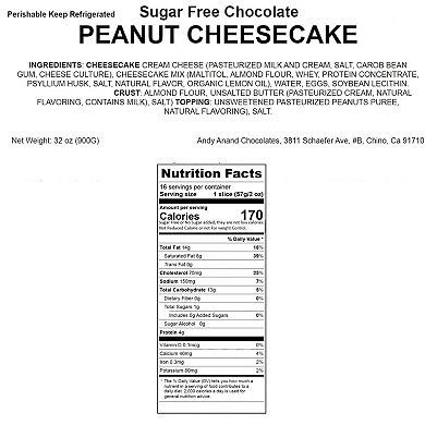 Delicious Gluten Free & Sugar Free Peanuts Bits Cheesecake 9" - Taste In Every Bite (2 Lbs)