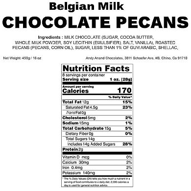 Belgian Milk Chocolate Pecans 1 Lbs, Tempting Chocolates For Every Palate
