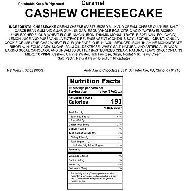 Caramel Cashew Cheesecake 9" - Baked Fresh Daily - Delight In Every Bite (2 Lbs)