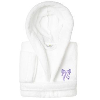 Linum Home Textiles Kids Super Plush Purple Bow Hooded Bathrobe