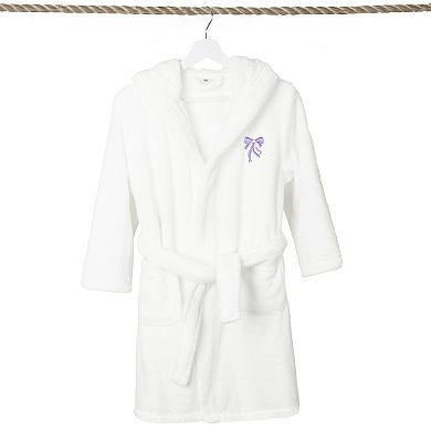 Linum Home Textiles Kids Super Plush Purple Bow Hooded Bathrobe
