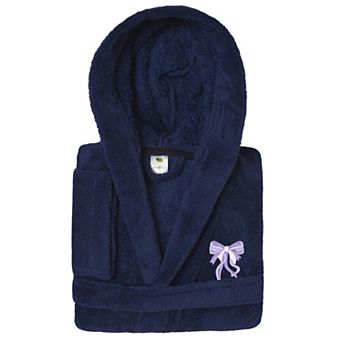Linum Home Textiles Kids Super Plush Purple Bow Hooded Bathrobe