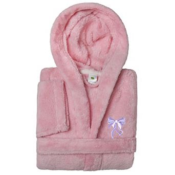 Linum Home Textiles Kids Super Plush Purple Bow Hooded Bathrobe