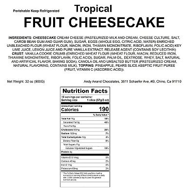 Freshly Baked Tropical Fruit Cheesecake 9", Pineapple, Pears & Peach - Irresistible Taste (2 Lbs)