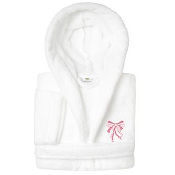 Linum Home Textiles Kids Super Plush Pink Bow Hooded Bathrobe