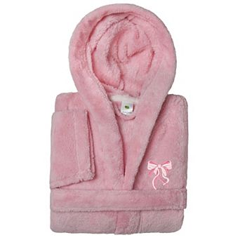 Linum Home Textiles Kids Super Plush Pink Bow Hooded Bathrobe