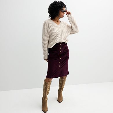 Women's Sonoma Goods For Life Button-Front Corduroy Skirt