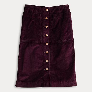 Women's Sonoma Goods For Life Button-Front Corduroy Skirt