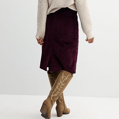 Women's Sonoma Goods For Life Button-Front Corduroy Skirt