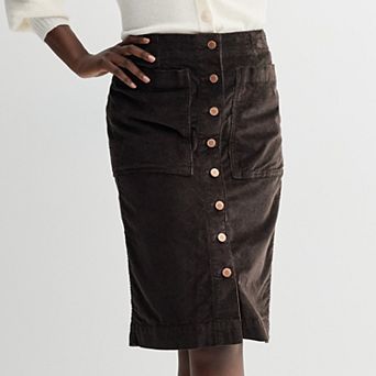 Women's Sonoma Goods For Life® Button-Front Corduroy Skirt