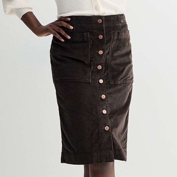 Midi Skirt Dark Brown Corduroy Mini Skirt Women's Sonoma Goods For