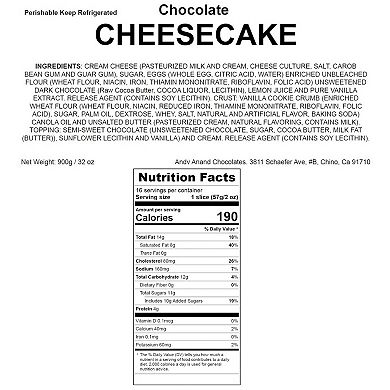 Chocolate Cheesecake 9" - Made In Traditional Way - Tantalizing Cheesecake Creation (2 Lbs)