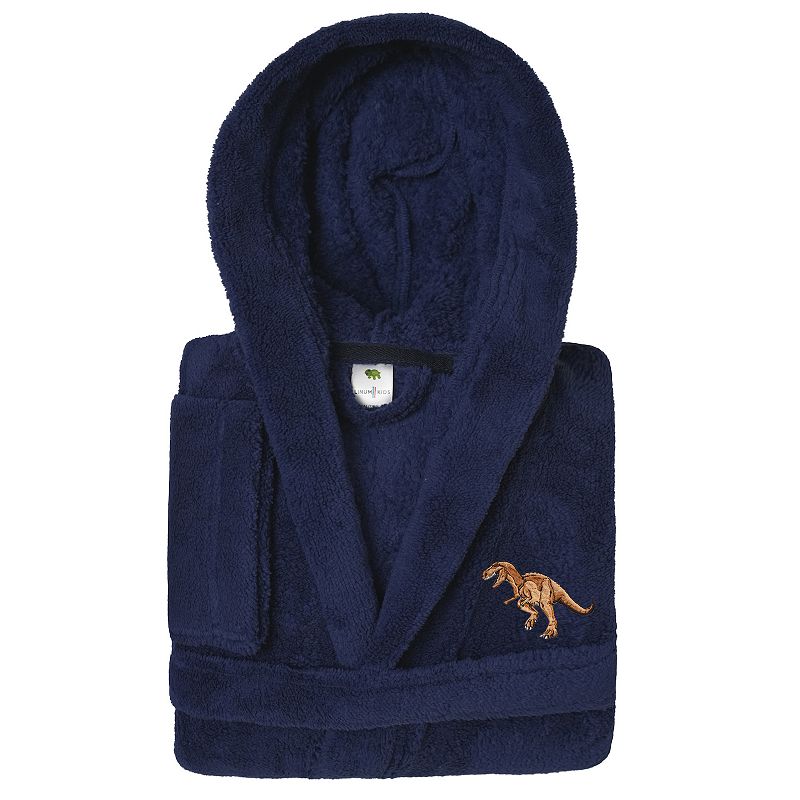 Linum Home Textiles Kids Super Plush Dinosaur Hooded Bathrobe, Boy's, Size: Small, Blue