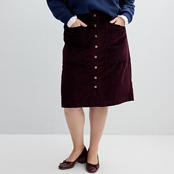 Plus Size Sonoma Goods For Life® Button-Front Corduroy Skirt
