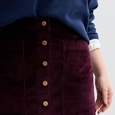 Plus Size Sonoma Goods For Life® Button-Front Corduroy Skirt