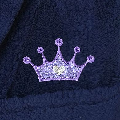 Linum Home Textiles Kids Super Plush Purple Crown Hooded Bathrobe