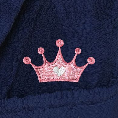 Linum Home Textiles Kids Super Plush Pink Crown Hooded Bathrobe