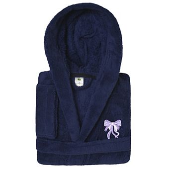 Linum Home Textiles Kids Super Plush Purple Bow Hooded Bathrobe