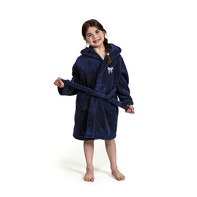 Linum Home Textiles Kids Super Plush Purple Bow Hooded Bathrobe