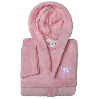 Linum Home Textiles Kids Super Plush Hooded Purple Bow Bath Robe