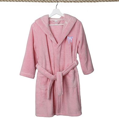 Linum Home Textiles Kids Super Plush Hooded Purple Bow Bath Robe