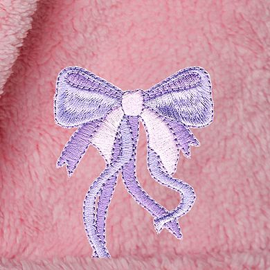 Linum Home Textiles Kids Super Plush Hooded Purple Bow Bath Robe