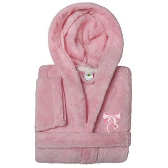 Linum Home Textiles Kids Super Plush Hooded Pink Bow Bath Robe