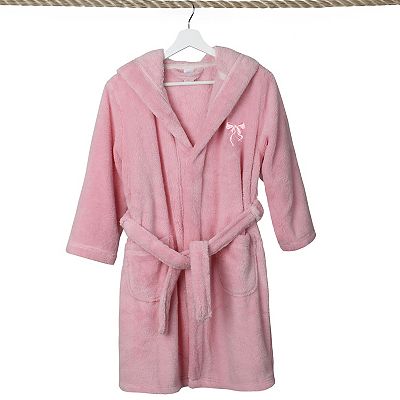 childrens pink dressing gown Girls Elleray Soft Fleece Hooded Dressing Gown with Tie Belt in Pink