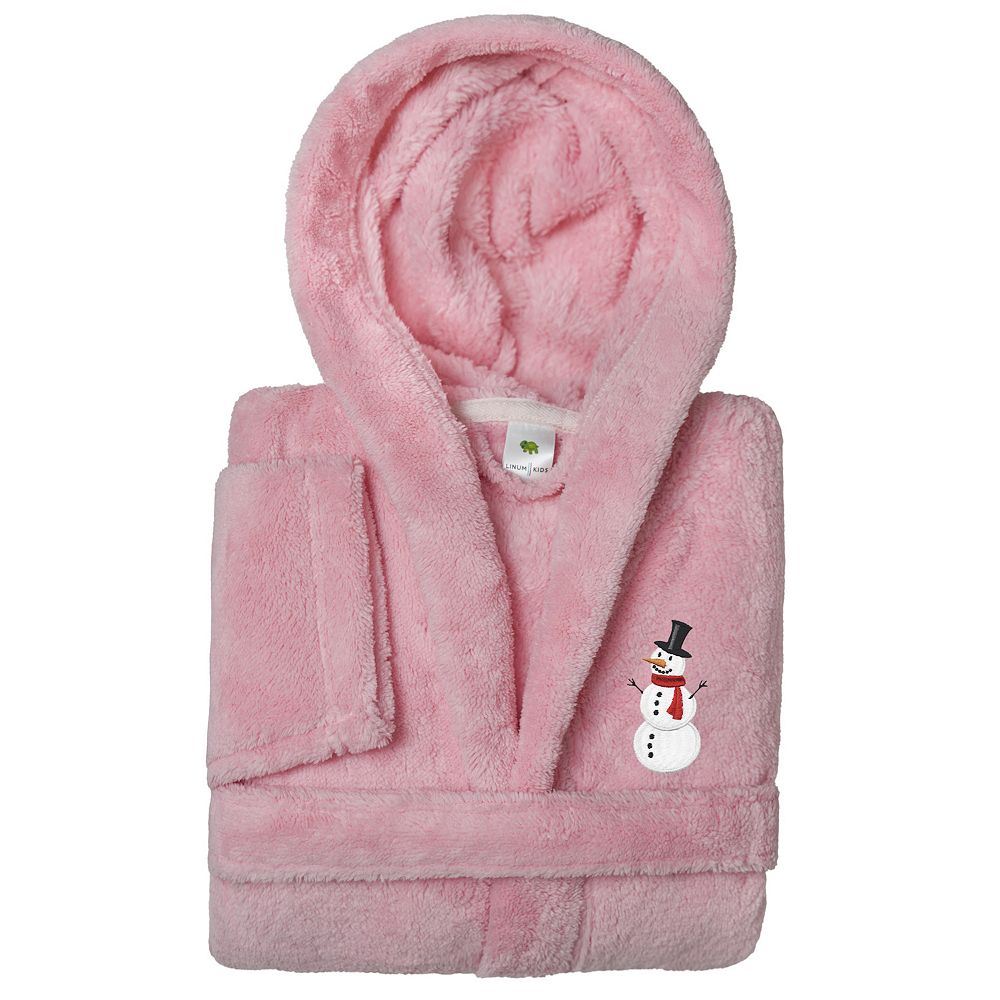 Linum Home Textiles Kids Super Plush Hooded Snowman Bath Robe