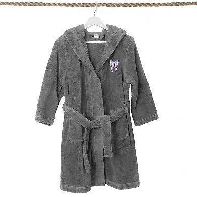 Linum Home Textiles Kids Super Plush Hooded Purple Bow Bath Robe