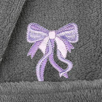 Linum Home Textiles Kids Super Plush Hooded Purple Bow Bath Robe