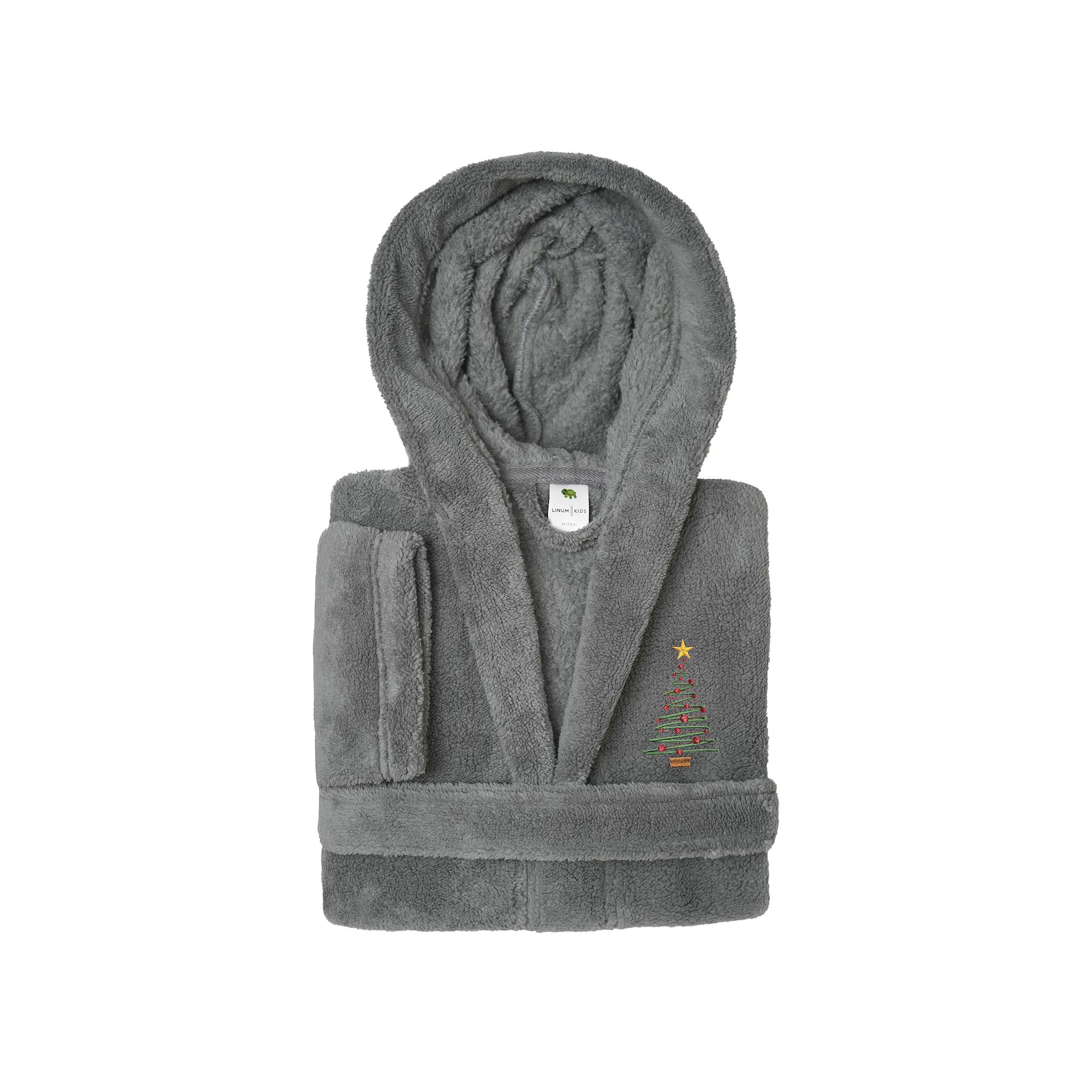 Linum Home Textiles Kids Super Plush Hooded Christmas Tree Bath Robe, Boys