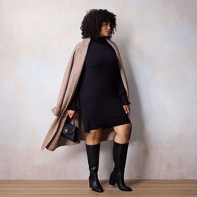 Plus Size LC Lauren Conrad Ruffled Cuff Turtleneck Sweater Dress