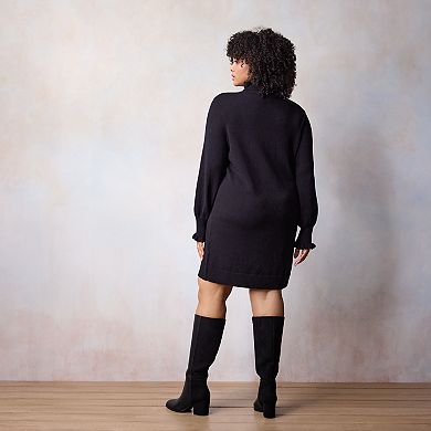 Plus Size LC Lauren Conrad Ruffled Cuff Turtleneck Sweater Dress