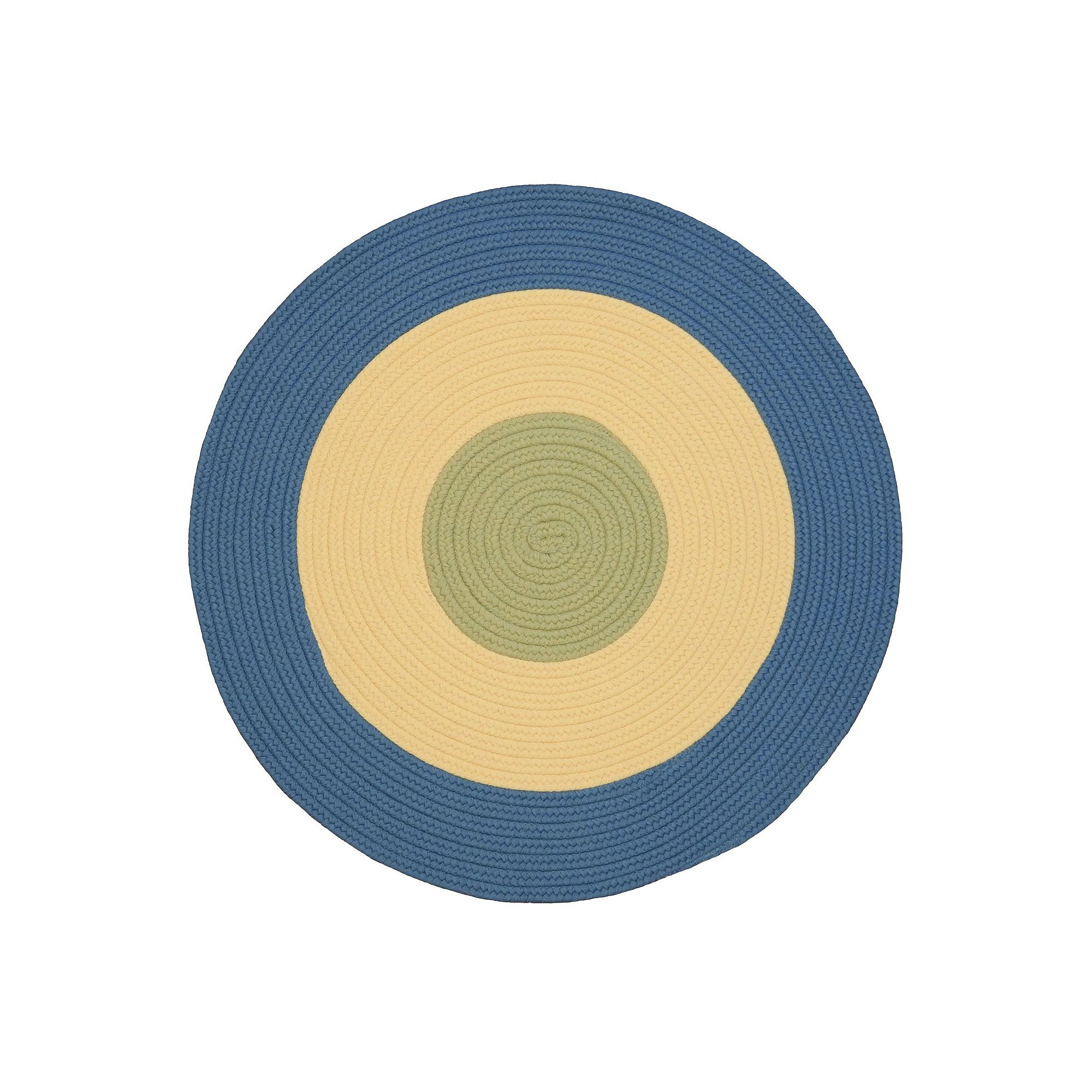 Colonial Mills Sable Braid Bullseye Round Area Rug, Oasis Blue