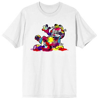 Men's Garfield Multicolored Paint Graphic Tee