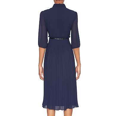 Women's Focus By Shani Pleated Georgette Midi Dress
