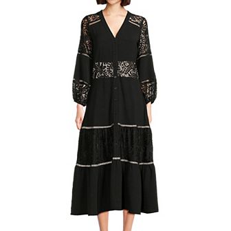 Women's Focus By Shani Fit And Flare V-Neck Midi Dress