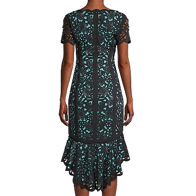 Women's Focus By Shani High Low Laser Cutting Dress