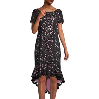 Women's Focus By Shani High Low Laser Cutting Dress