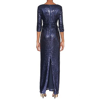 Women's Focus By Shani V-Neck Sequin Column Evening Gown